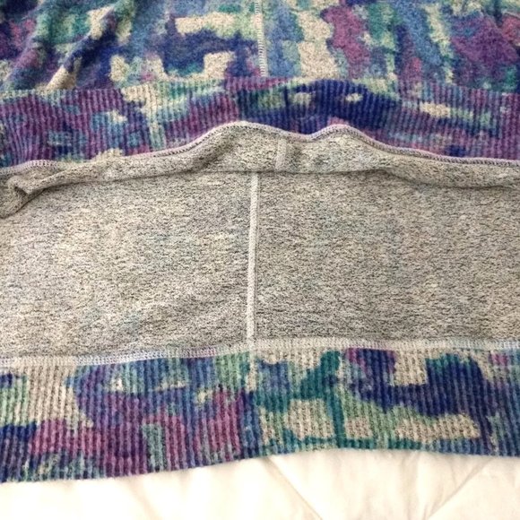 HABITAT Sweater Top Women's S Multicolor Collage Thin Fleece Boxy 3/4 Sleeves - Picture 5 of 11